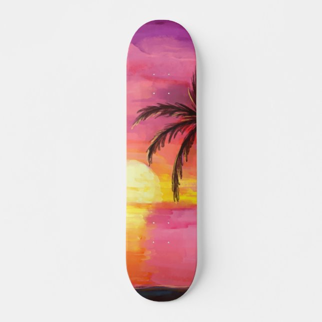 Strandfarben-Sonnenuntergang Skateboard (Vorne)