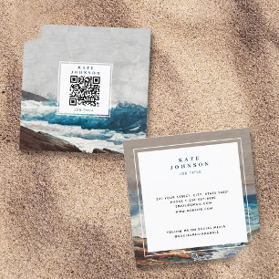 Strandfarben Strandwellen QR Code Social Media Quadratische Visitenkarte