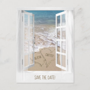 Strandfenster Save the Date Postkarte