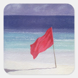 Strandflagge - Sturmwarnung 1985 Quadratischer Aufkleber