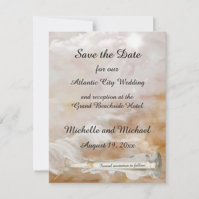 Strandflasche Save the Date Hochzeitsankündigung Einladung (Vorderseite)