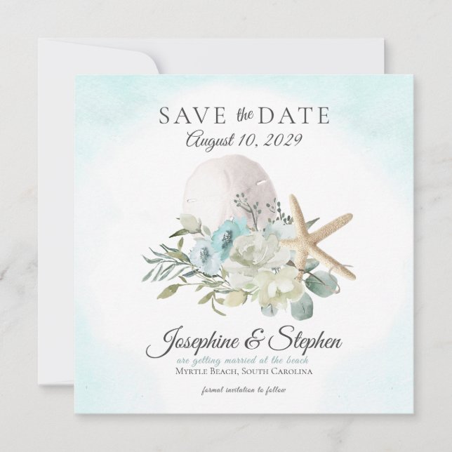 Strandflorensand Dollar Starfish Save the Date (Vorderseite)