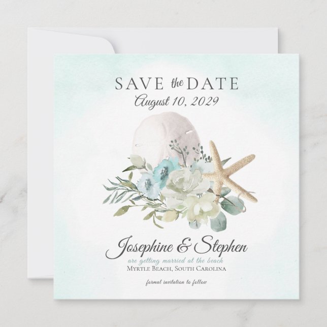 Strandflorensand Dollar Starfish Save the Date (Vorderseite)