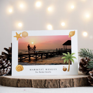 Strandfoto mit Weihnachtsgrüßen Modernes Weihnacht Feiertagskarte