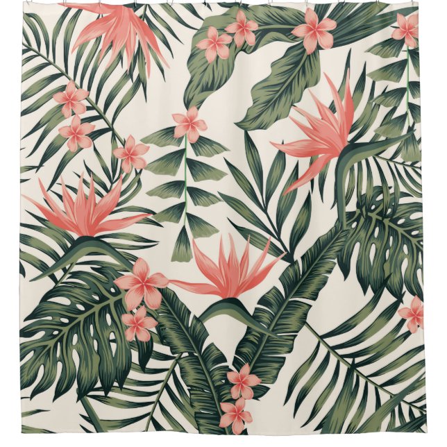 Strandfreundliche, nahtlose Tapete aus Tropen Duschvorhang (Vorderseite)