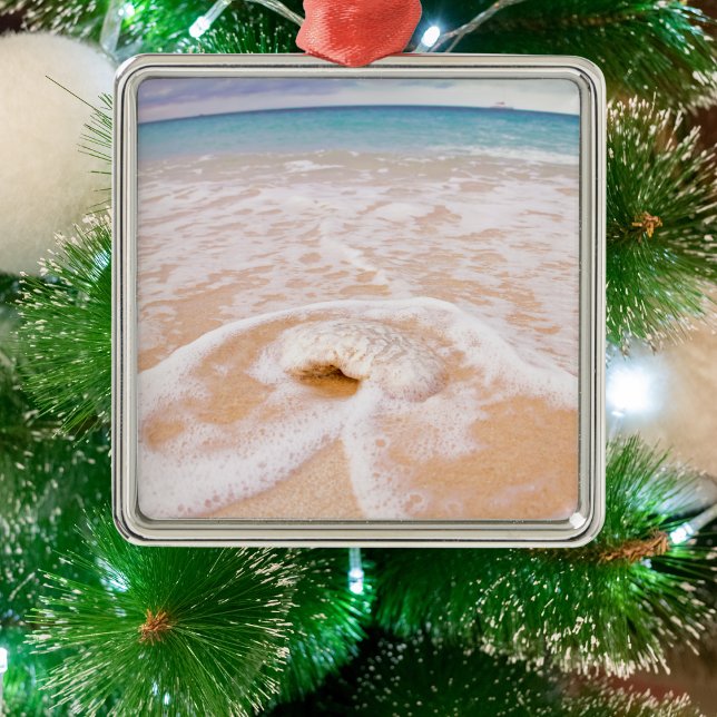 Strandfront mit Seashell-Kaimaninseln Ornament Aus Metall (Von Creator hochgeladen)