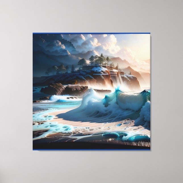 Strandfront Ocean Waves Landschaft 1 Leinwanddruck (Vorderseite)
