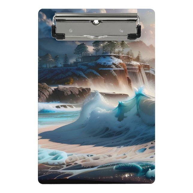 Strandfront Ocean Waves Landschaft 1 Mini Klemmbrett (Vorderseite)