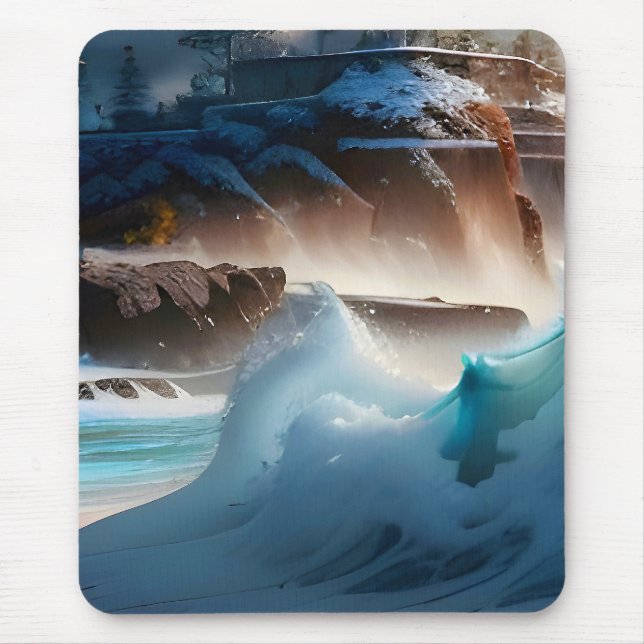 Strandfront Ocean Waves Landschaft 1 Mousepad (Vorne)