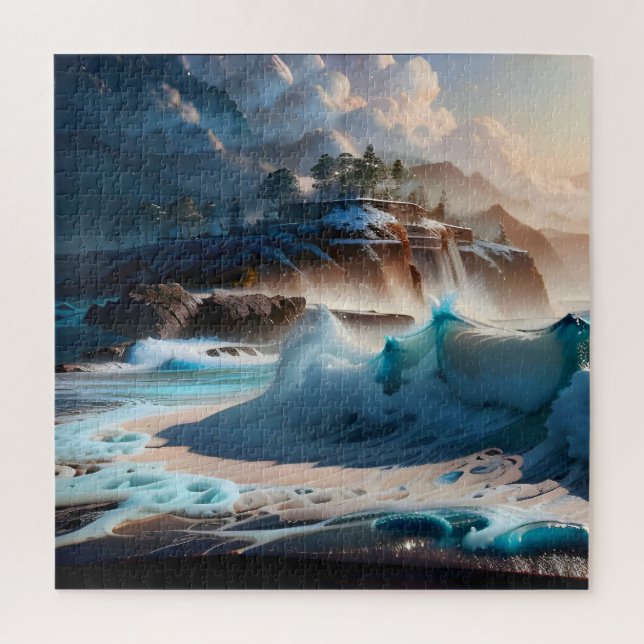 Strandfront Ocean Waves Landschaft 1 Puzzle (Vertikal)