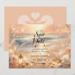 Strandfunke und Sonnenuntergangsträume Hochzeit Save The Date