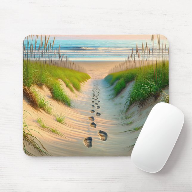 Strandfußabdrücke in Sand Mousepad (Mit Mouse)