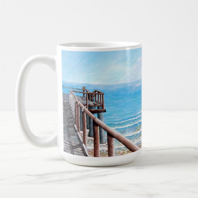 Strandgemälde aus Holz Kaffeetasse (Links)