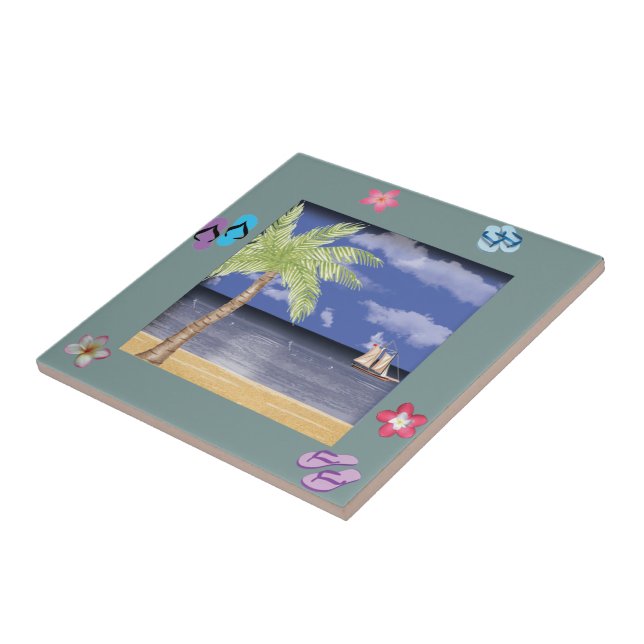 Strandgezeichnete Tile Fliese (Seite)