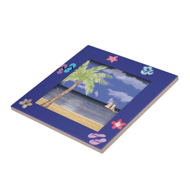 Strandgezeichnete Tile Fliese (Seite)