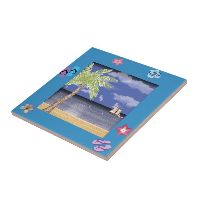 Strandgezeichnete Tile Fliese (Seite)