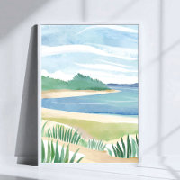 Strandgrasbucht | Aquarell-Ozean-Küstenmeer-Kunst