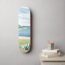 Strandgrasbucht | Wasserfarbe Ozean Küstenmeer Skateboard