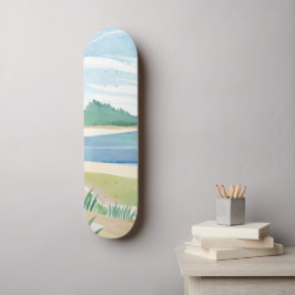 Strandgrasbucht | Wasserfarbe Ozean Küstenmeer Skateboard
