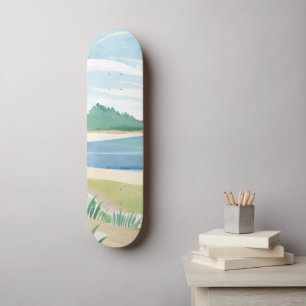 Strandgrasbucht   Wasserfarbe Ozean Küstenmeer Skateboard