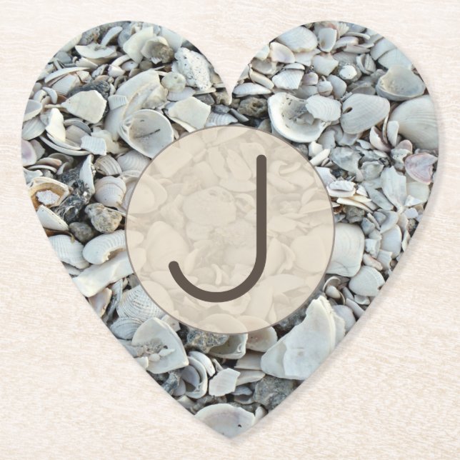 Strandgut-Schalen-Monogramm-Look Untersetzer (Vorderseite)