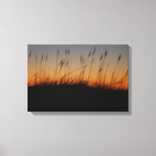 Strandhafer und Dünen bei Sonnenuntergang Leinwanddruck