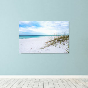 Strandhafer Und Weißer Sandstrand Morgenleinwand Leinwanddruck