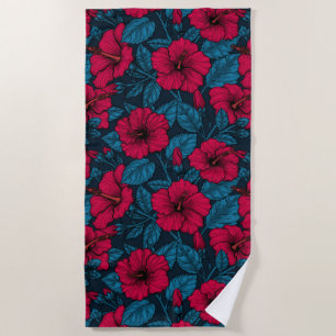 Strandhandtuch aus Rotem Hibiskus Blume