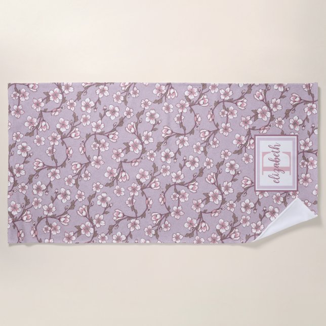 Strandhandtuch mit Blumenmuster - Personalisierter (Vorderseite)