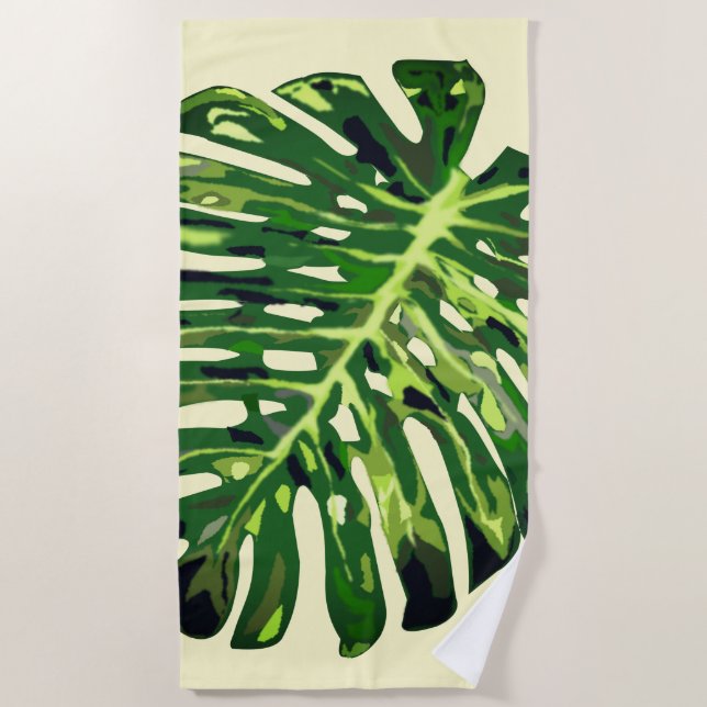 Strandhandtuch mit tropischen Blätter - Farben nac (Vorderseite)