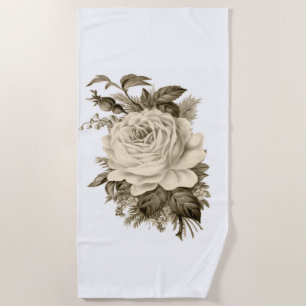 Strandhandtuch Vintag Weiße Rosenblüte