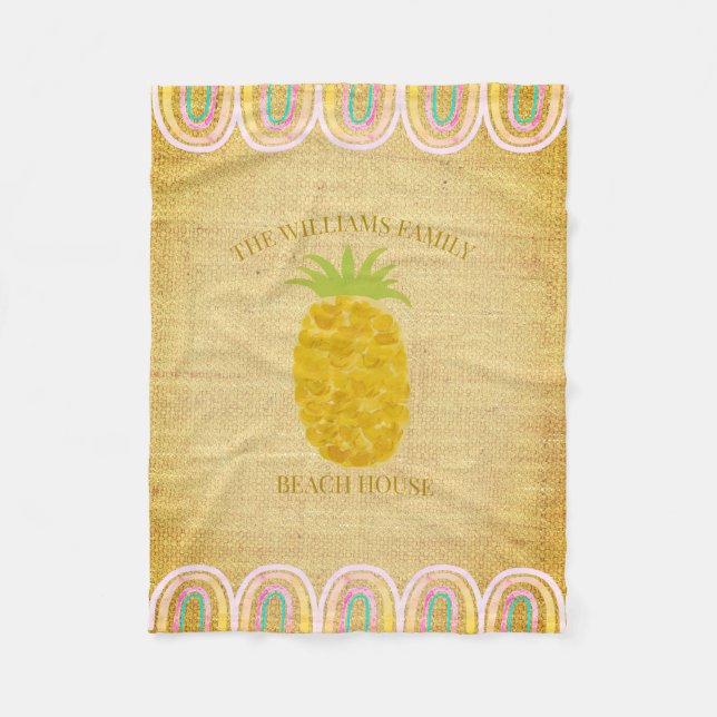 Strandhaus Ananas Fleecedecke (Vorderseite)