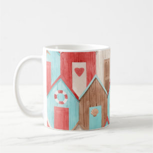 Strandhaus Aquarell: Retromuster. Kaffeetasse