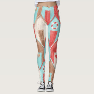 Strandhaus Aquarell: Retromuster. Leggings