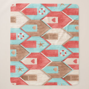 Strandhaus Aquarell: Retromuster. Sherpadecke