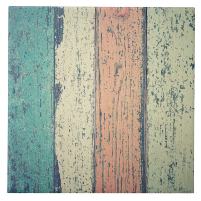 Strandhaus aus gestrichenem Holz am Ozean gestreif Fliese (Vorderseite)