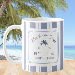 Strandhaus Blau gestreifte Küstenfarmhaus Kaffeetasse