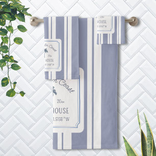 Strandhaus Blau Streifen Coastal Farmhouse Badhandtuch Set
