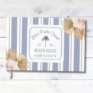 Strandhaus Blaue Streifen Küsten Boho Bauernhaus Gästebuch