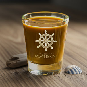 Strandhaus Boot Steuer Gold ID623 Schnapsglas