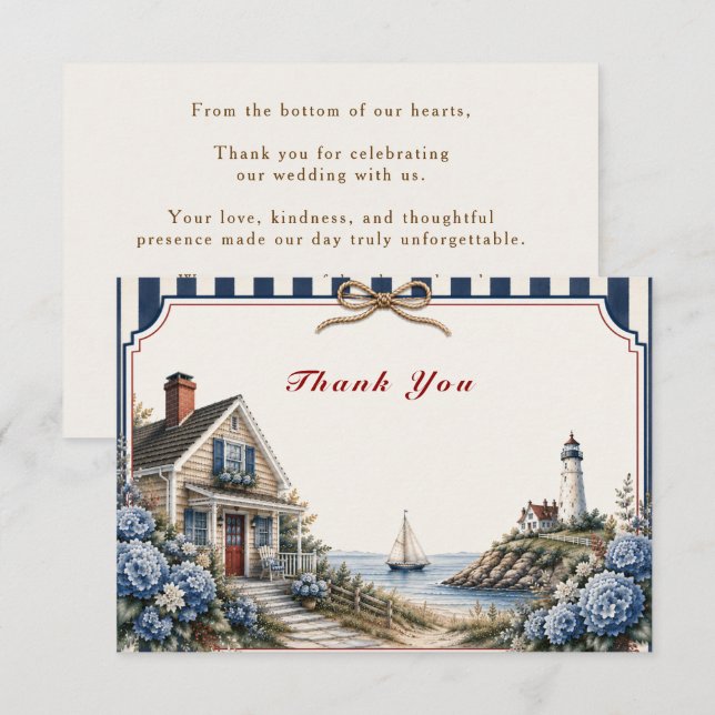 Strandhaus Cape Cod Hochzeits-Dankeskarten RSVP Karte (Vorne/Hinten)