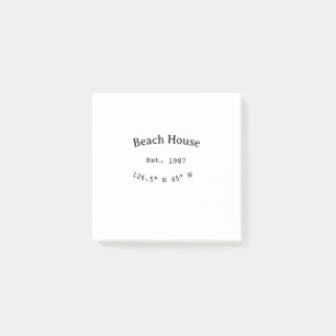 Strandhaus. Datum Jahr benutzerdefinierte Koordina Post-it Klebezettel
