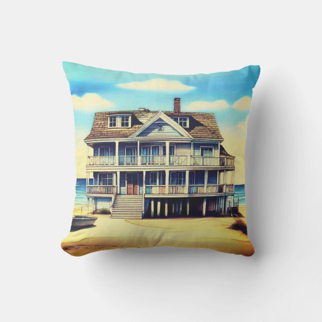 Strandhaus im Sand Kissen (Vorderseite)