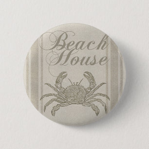 Strandhaus Krabbe Küste Küsten Vintage Button