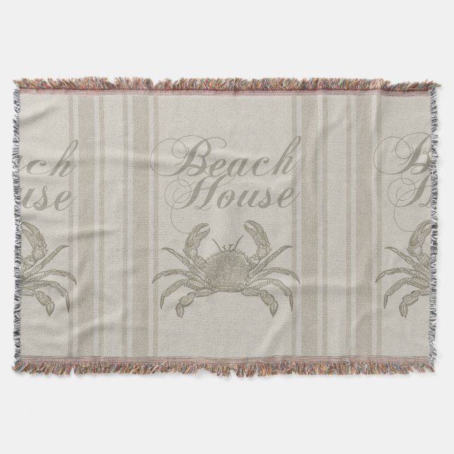 Strandhaus Krabbe Küste Küsten Vintage Decke (Vorderseite)