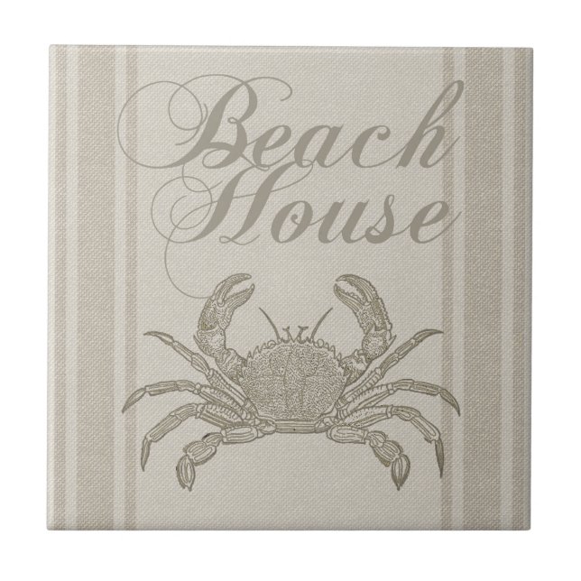 Strandhaus Krabbe Küste Küsten Vintage Fliese (Vorderseite)