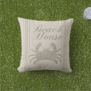 Strandhaus Krabbe Küste Küsten Vintage Kissen