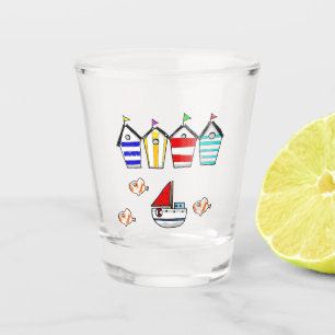 Strandhaus mit Meerwasser Schnapsglas