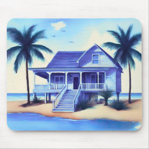 Strandhaus mit Palmen Mousepad