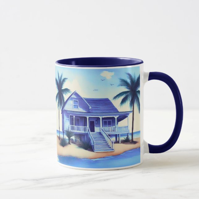 Strandhaus mit Palmen Tasse (Rechts)
